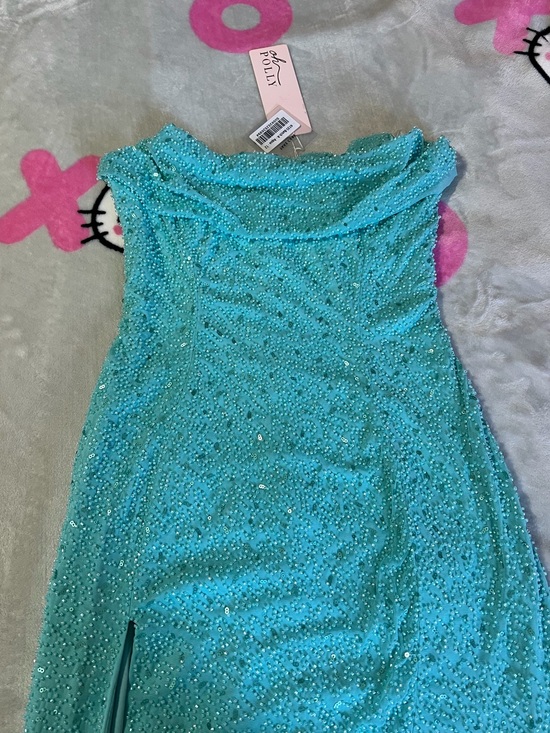 Oh Polly Dresses & Skirts - Oh Polly Turquoise Sequin Cowl Neck Girls Dress